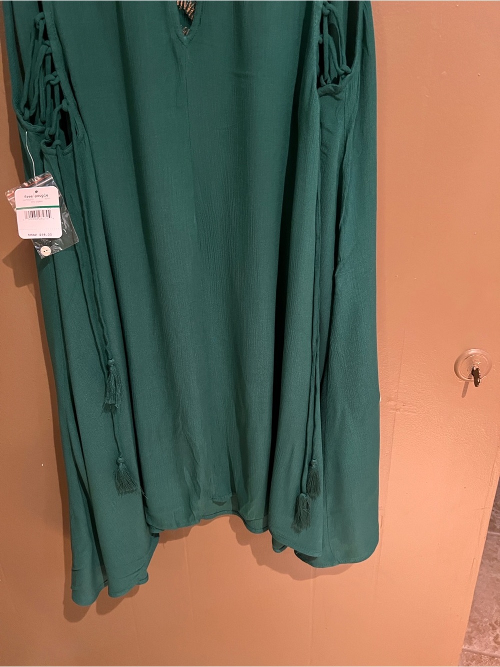 Free People Intimately Embroidered Dress in Ivy Green Combo Sz L NEW - Picture 14 of 16